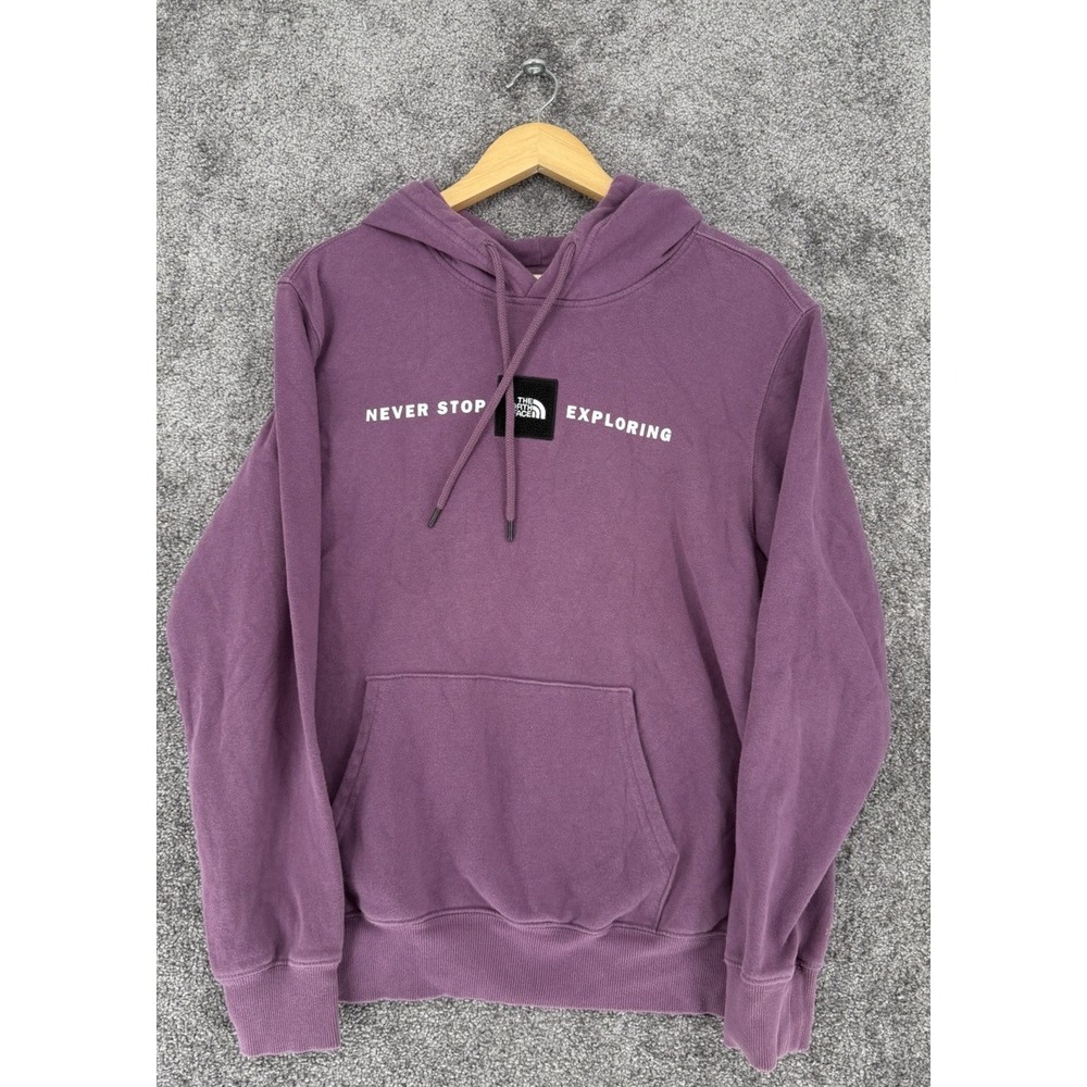The North Face Never Stop Exploring Purple Hoodie Mens Medium Fleece Pullover